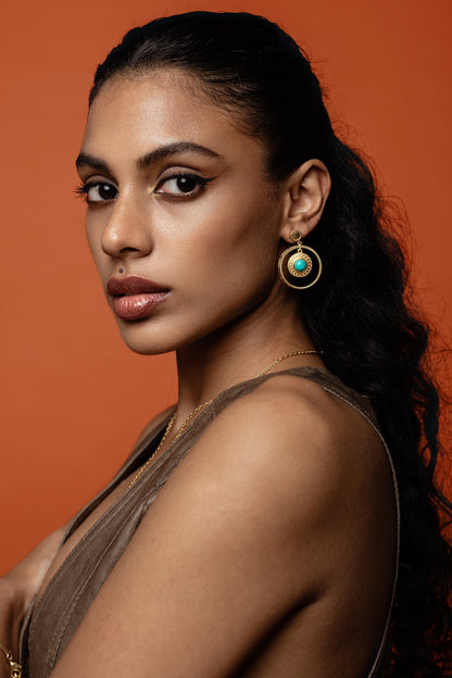 Gold Finish Ring Earrings