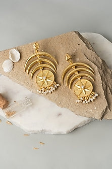 Gold Finish Arc Earrings