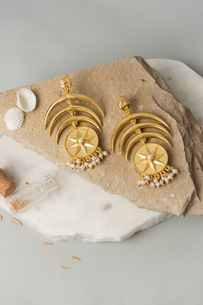 Gold Finish Arc Earrings