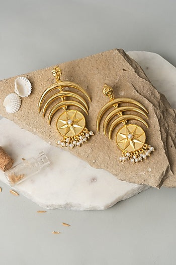 Gold Finish Arc Earrings