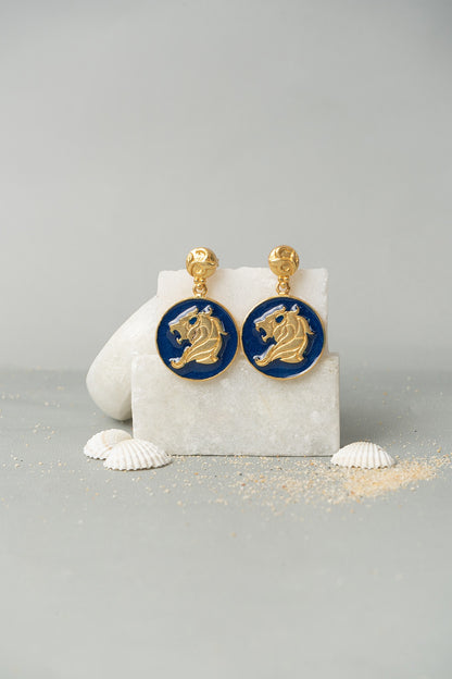 Gold Finish Leo Earrings