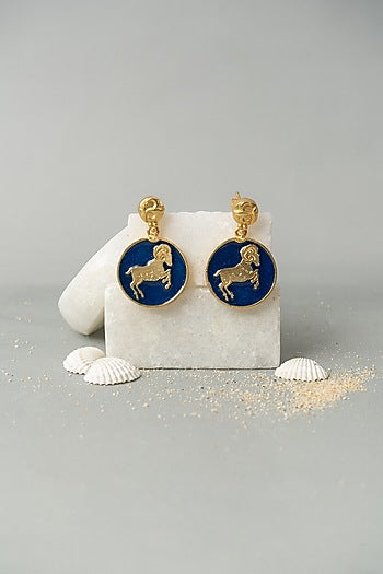Gold Finish Aries Earrings
