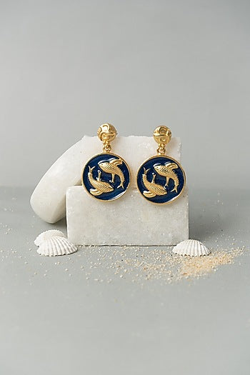 Gold Finish Pisces Earrings