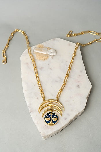 Gold Finish Libra Necklace