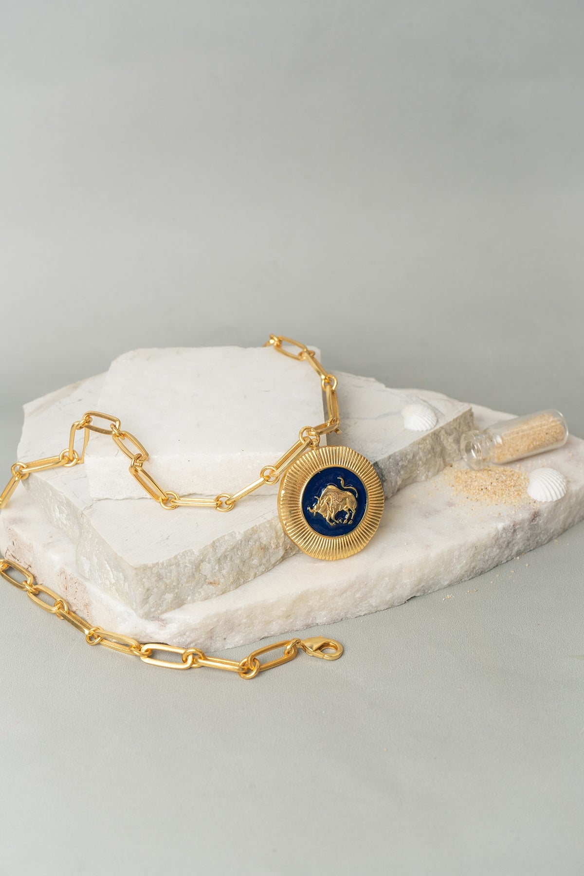 Gold Finish Taurus Necklace