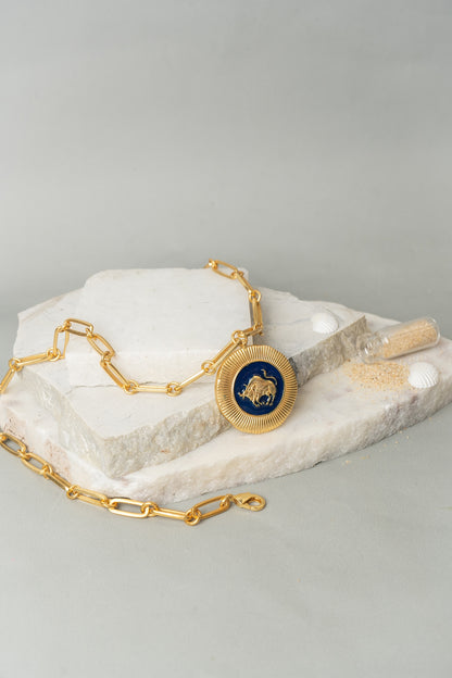 Gold Finish Taurus Necklace