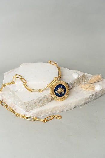 Gold Finish Taurus Necklace