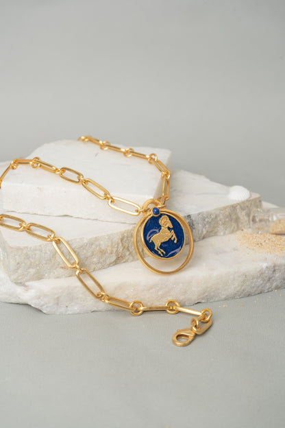 Gold Finish Aries Necklace