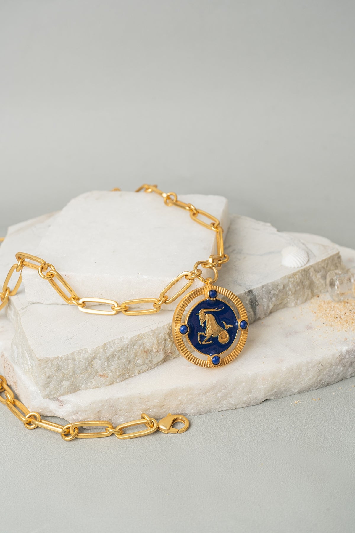 Gold Finish Capricorn Necklace