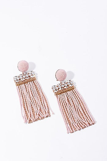 Pink Pearl & Crystal Dangler Earrings