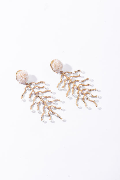 Gold Branch Pearl Earrings