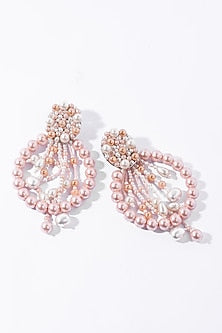Pink Pearl Cluster Drop Earrings