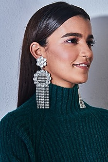 Silver Finish Chain Earrings