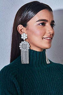Silver Finish Chain Earrings