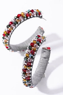 Multi-Colored Crystal Hoop Earrings