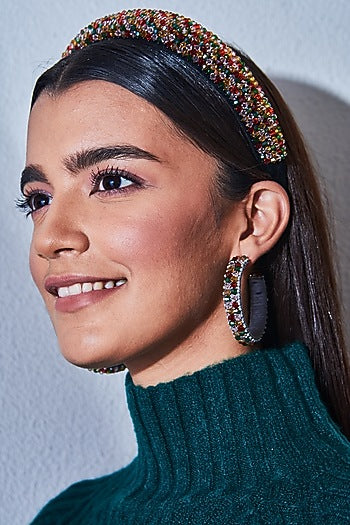Multi-Colored Crystal Hoop Earrings