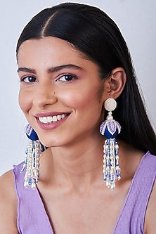 Blue & Purple Hand Embroidered Earrings