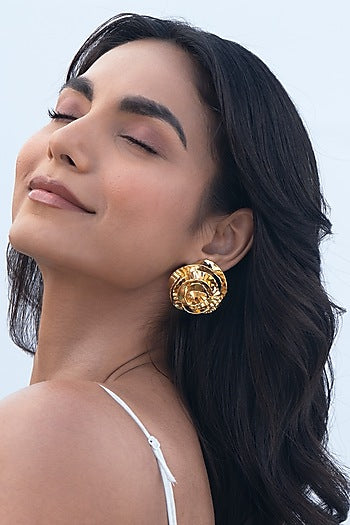 Gold Plated Brass Stud Earrings