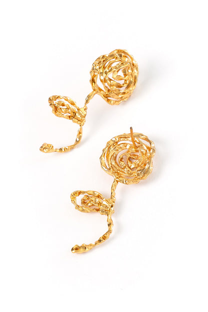 Gold Plated Brass Rose Stud Earrings
