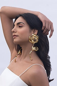 Gold Plated Rose Stud Earrings