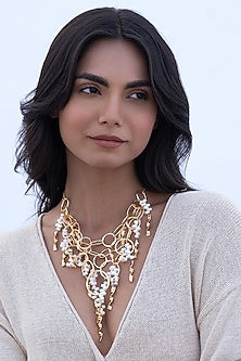 Gold Plated Faux Pearl Necklace