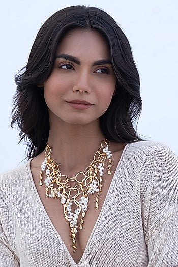 Gold Plated Faux Pearl Necklace