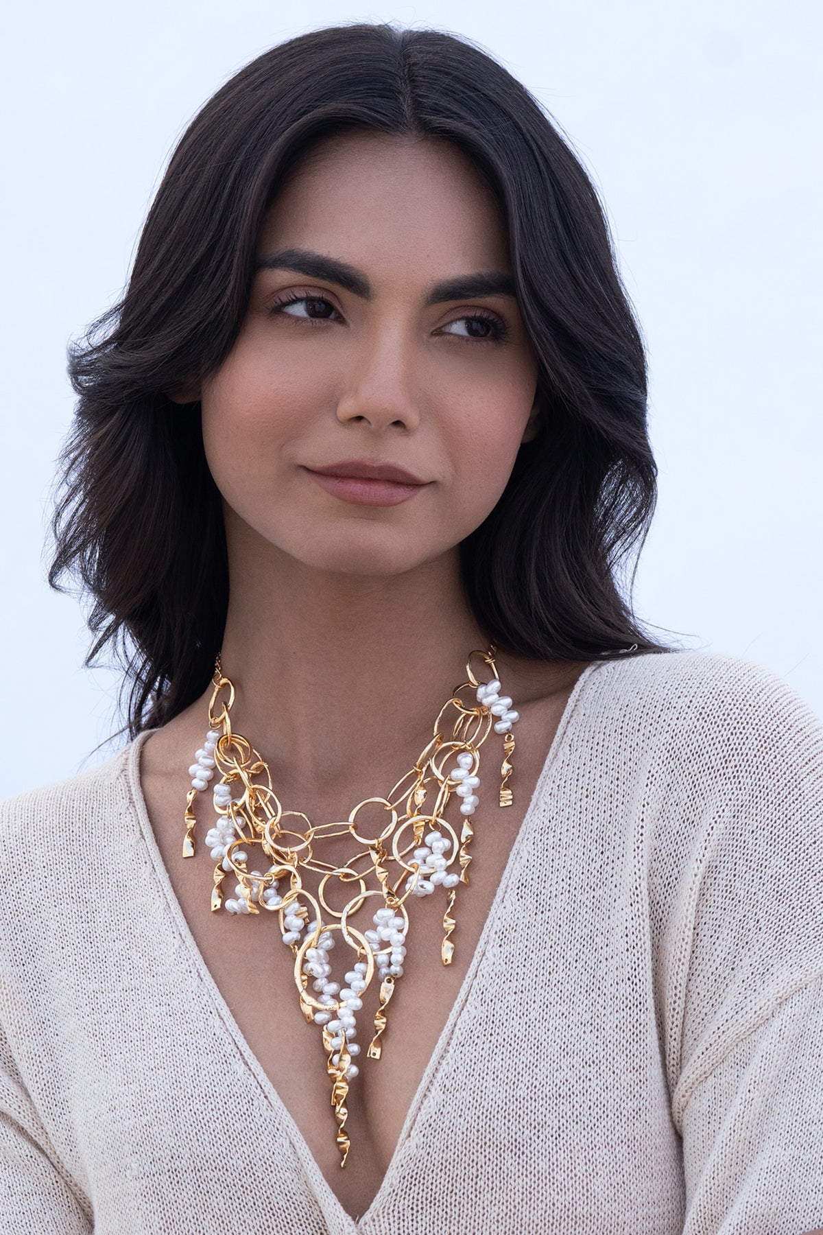 Gold Plated Faux Pearl Necklace
