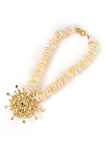 Gold Plated Faux Pearl & Shell Necklace