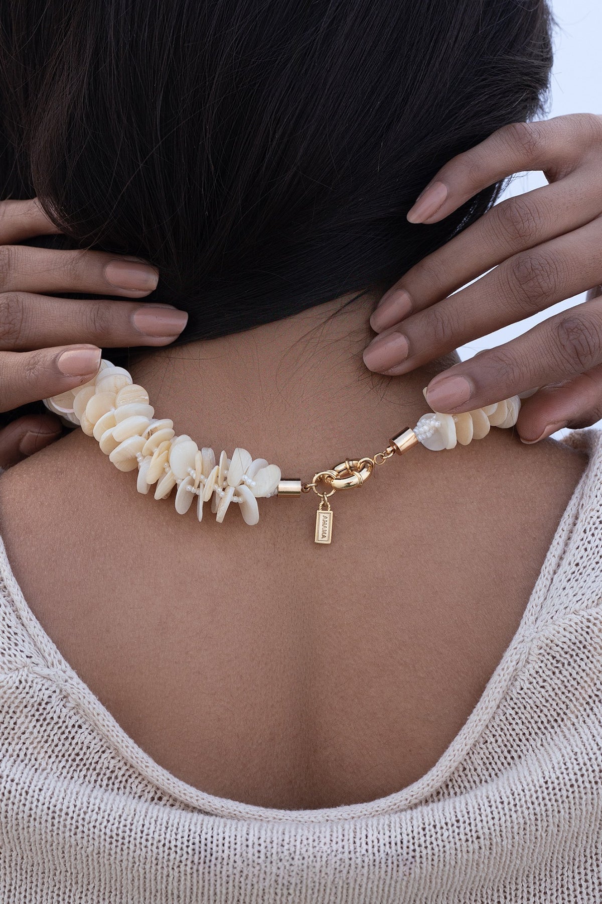 Gold Plated Faux Pearl & Shell Necklace