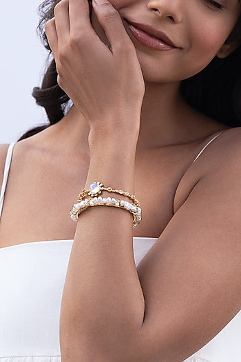 Gold Plated Brass Stack Bangles (Set Of 2)