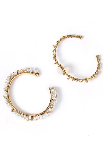 Gold Plated Brass Stack Bangles (Set Of 2)