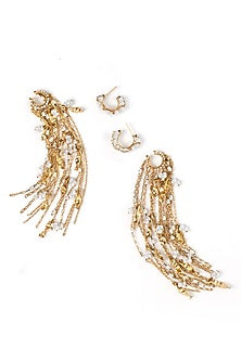 Gold Plated Faux Pearl Stack Dangler Earrings