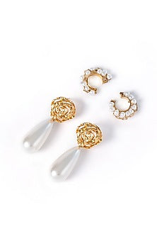 Gold Plated Brass Earstack Earrings (Set f 4)