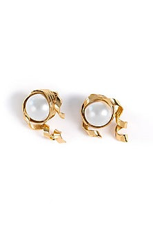Gold Plated Pearl Stud Earrings