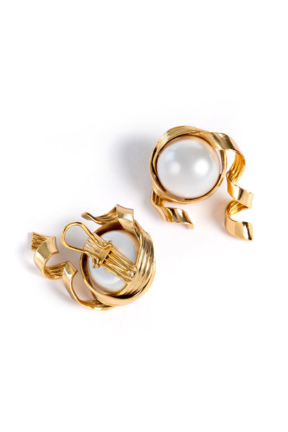 Gold Plated Pearl Stud Earrings