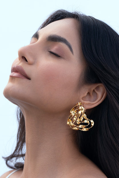 Gold Plated Brass Stud Earrings