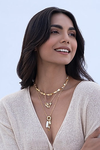 Gold Plated Brass Layered Necklace
