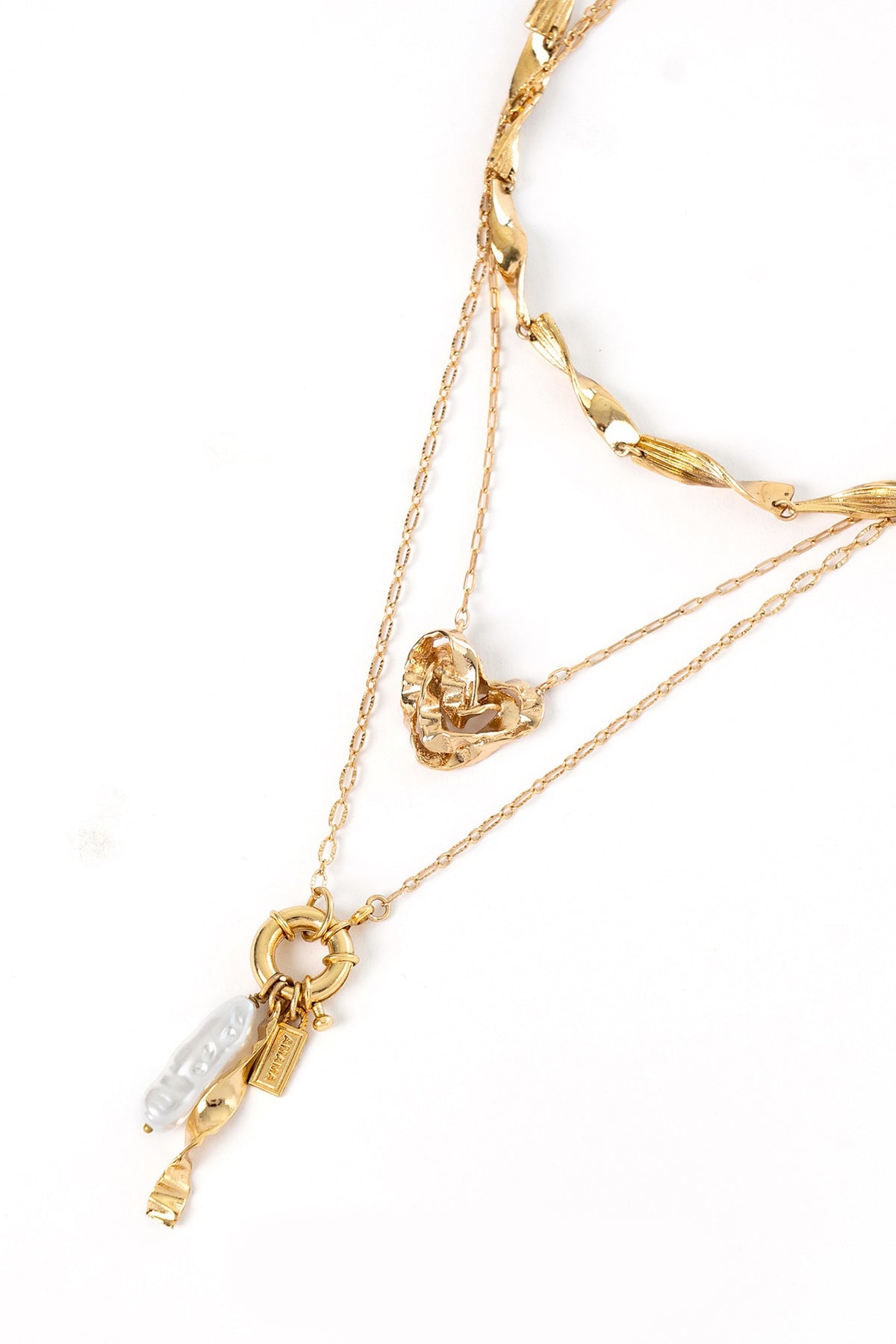 Gold Plated Brass Layered Necklace
