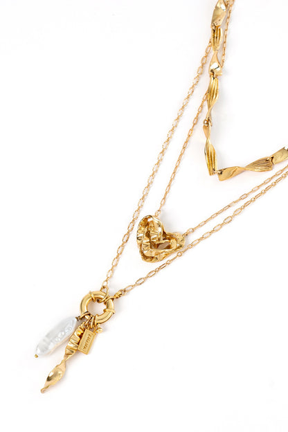 Gold Plated Brass Layered Necklace