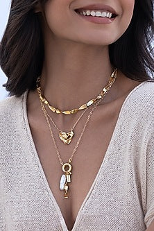 Gold Plated Brass Layered Necklace