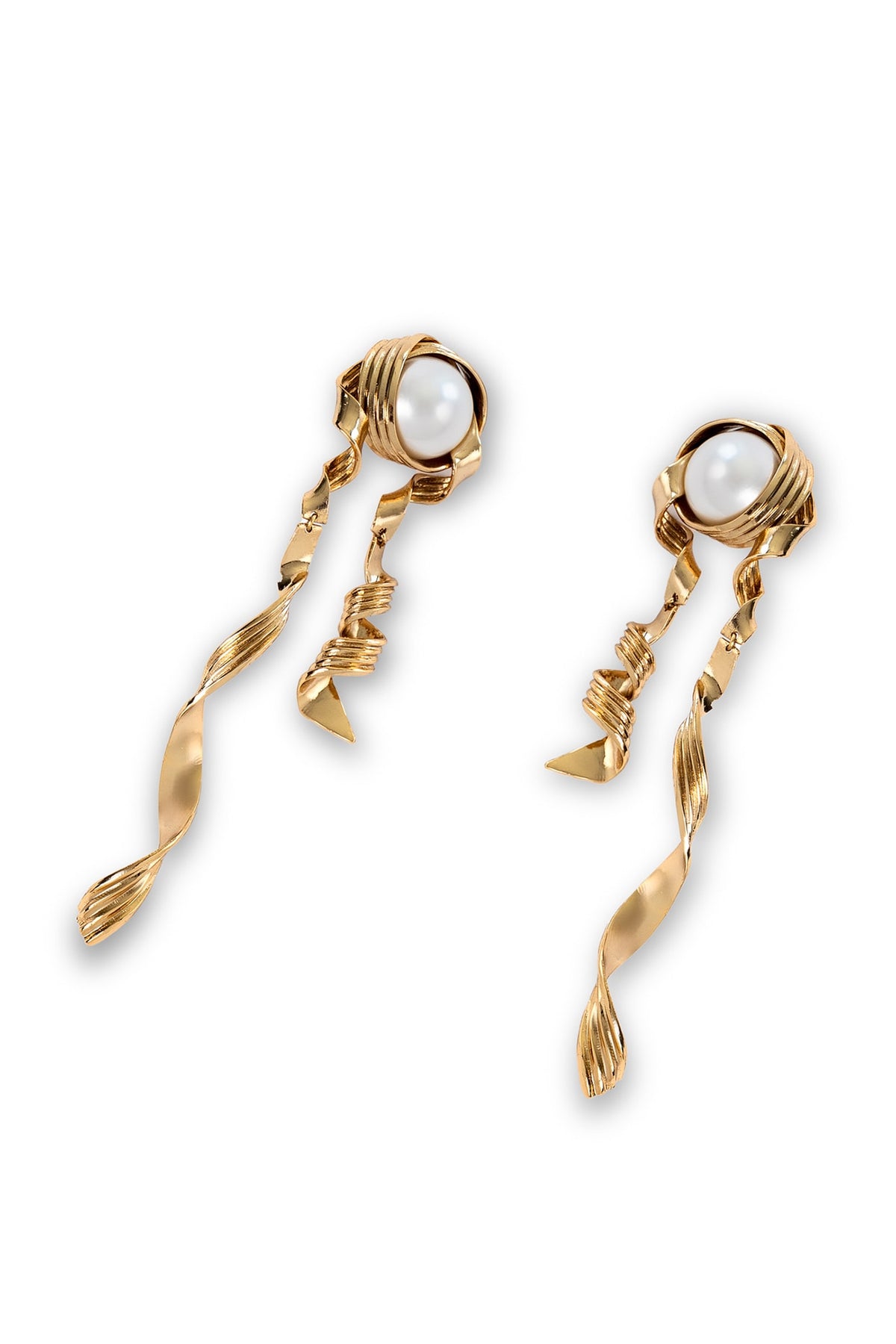 Gold Plated Pearl Dangler Earrings