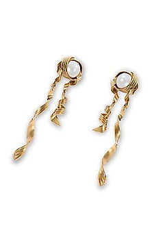 Gold Plated Pearl Dangler Earrings