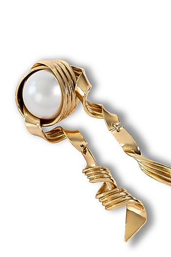 Gold Plated Pearl Dangler Earrings