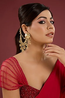 Antique Gold Plated Faux Pearl Dangler Earrings