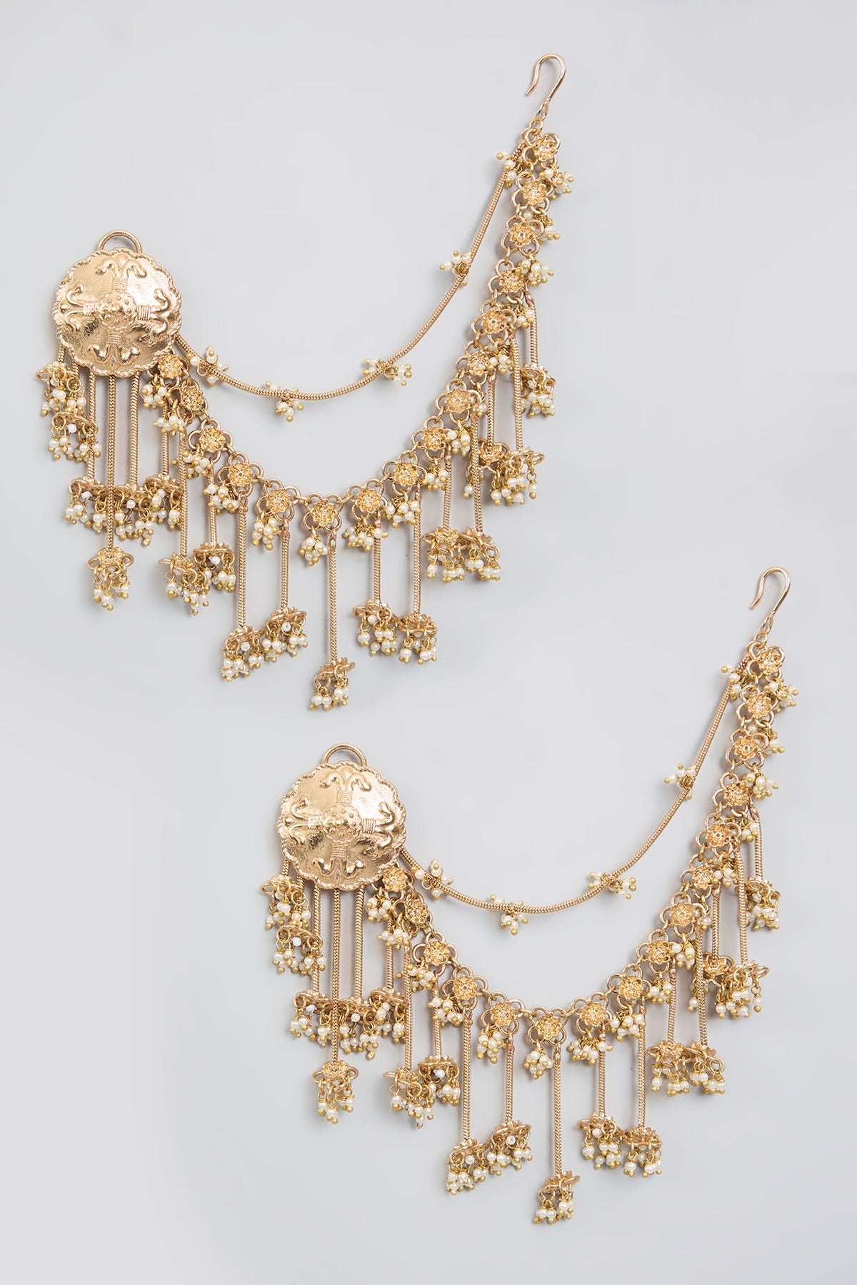 Antique Gold Plated Faux Pearl Dangler Earrings