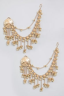 Antique Gold Plated Faux Pearl Dangler Earrings