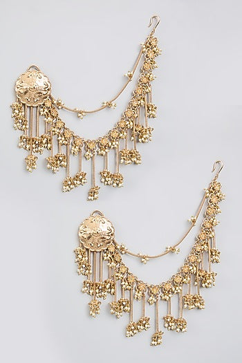 Antique Gold Plated Faux Pearl Dangler Earrings