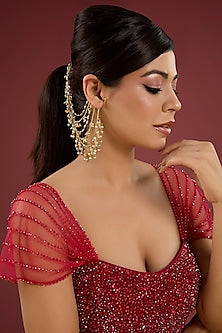 Antique Gold Plated Faux Pearl Dangler Earrings