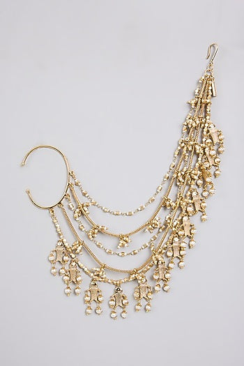 Antique Gold Plated Faux Pearl Dangler Earrings