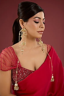 Antique Gold Plated Faux Pearl Jhumka Earrings